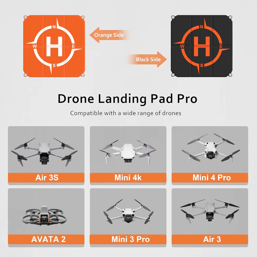 STARTRC Universelle Schnell faltbare Drohnen-Landeplattform für DJI Neo, Mini 4 Pro und FPV-Drohnen, Durchmesser: 55 cm, Schwarz-Orange - Bild 3
