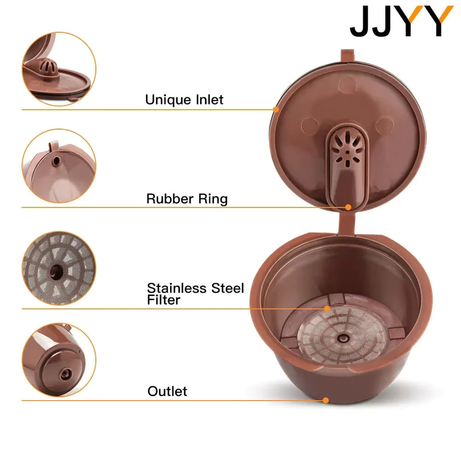 STONEGO Wiederverwendbares Kaffeefilter-Set, 3-teilig, runde Kaffeekapsel-Filterkartuschen in Rot und Braun - Bild 5