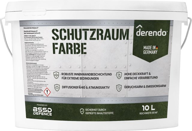 Derendo Schutzraum Wandfarbe weiß, 10 l - Bild 1
