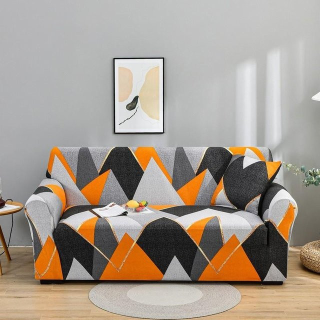 HOUSMIFE Elastische Sofahussen mit geometrischem Design, Mehrfarbig, Breite: 190-230 cm - Bild 1