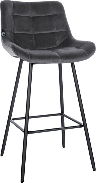 CLP Barhocker Weston in Grau mit Steppmuster, Samt oder Kunstleder und Metallgestell - Bild 1