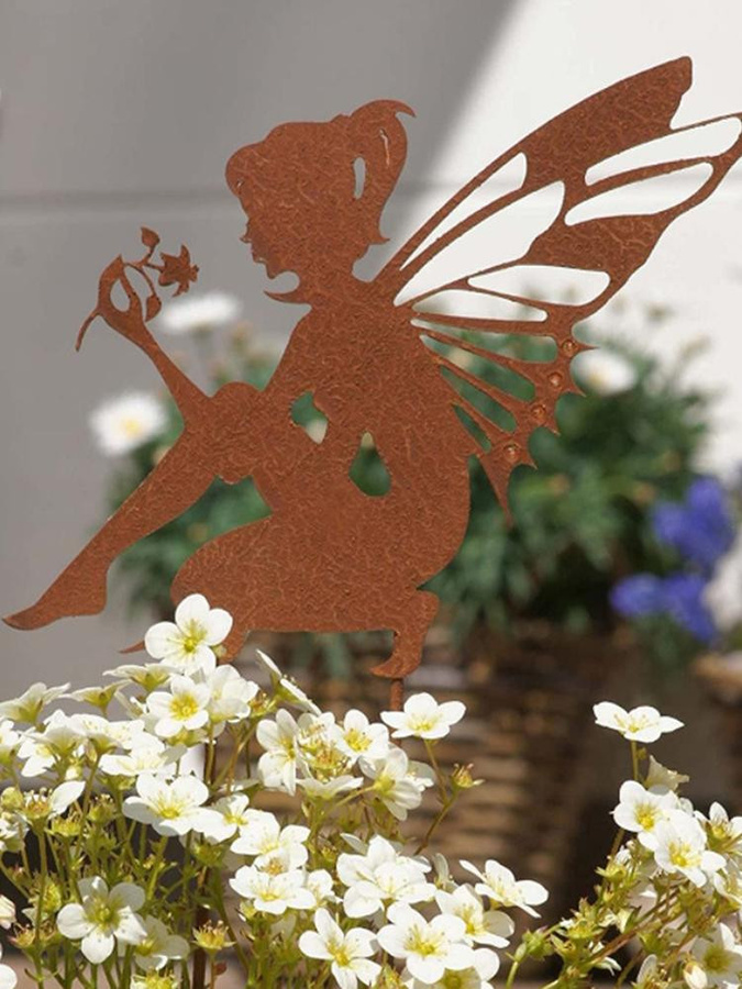 OutsideWorld Garten-Dekoration Fee Silhouette aus Metall und Eisen für Terrasse und Außenbereich - Bild 4