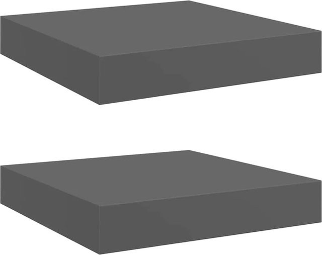 vidaXL Schweberegale 2er-Set in Hochglanz-Grau aus MDF und Metall, B/T/H: 23 x 23,5 x 3,8 cm - Bild 1
