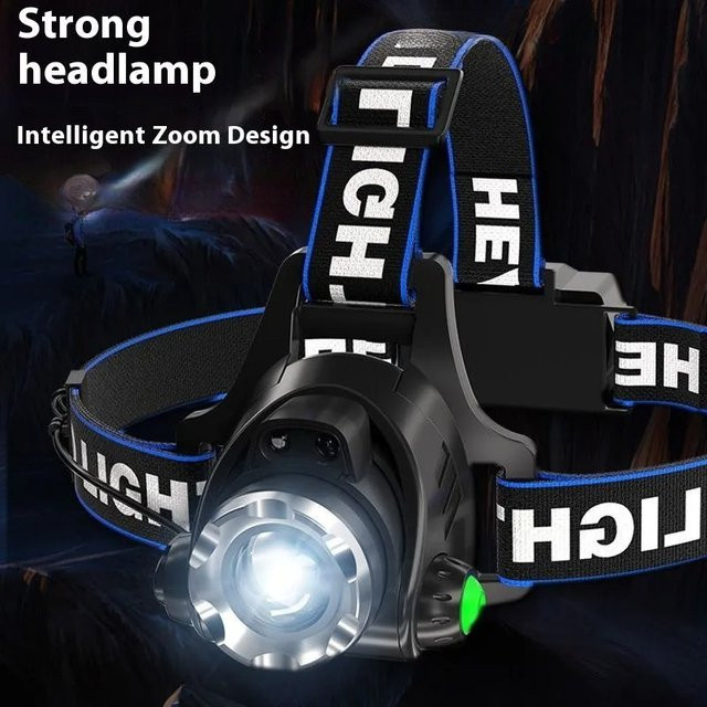 NEWBIRTH LED-Stirnlampe in Schwarz, über USB wiederaufladbar, wasserdicht und höhenverstellbar für Garten und Arbeit - Bild 1
