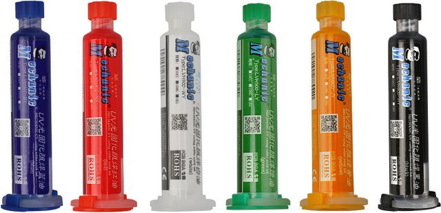 smanzon UV-Härtungslötmaskentinte Mechaniker 10cc in Grün und Rot für Leiterplatten und BGA zur Isolierung und zum Schutz - Bild 1