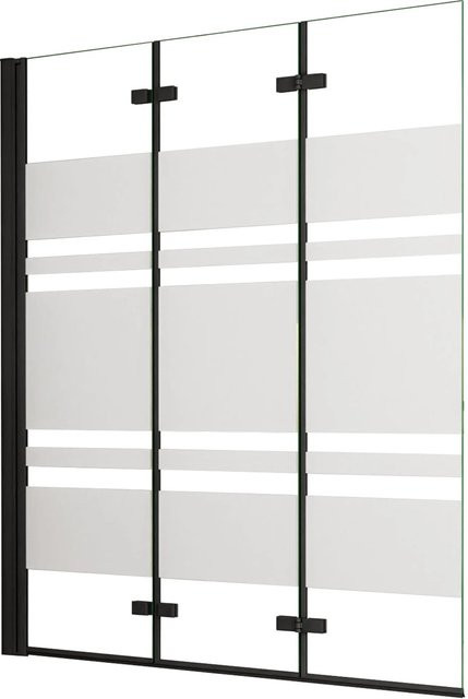 AICA Faltwand Badewanne 3-teilig Schwarz mit Nano-Beschichtung aus 6mm ESG Glas B/H: 130 x 140 cm - Bild 1
