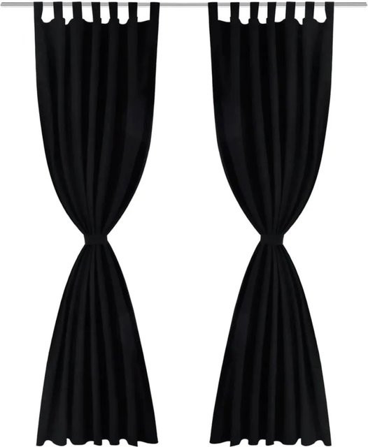 vidaXL Vorhänge Gardinen aus Satin 2-Teilig Schwarz B: 140 cm, H: 175 cm - Bild 1
