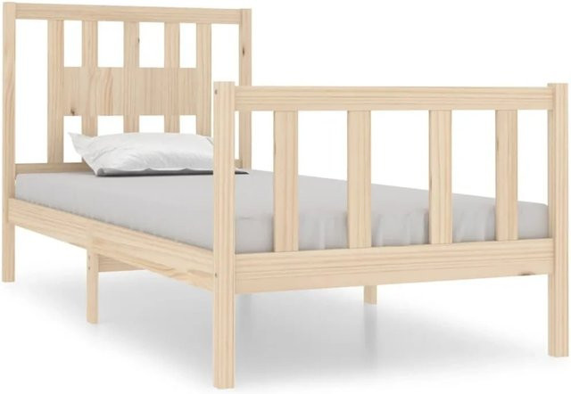 vidaXL Massivholzbett aus Kiefernholz in Braun, rustikaler Stil, B/T/H: 90 x 190 cm - Bild 1