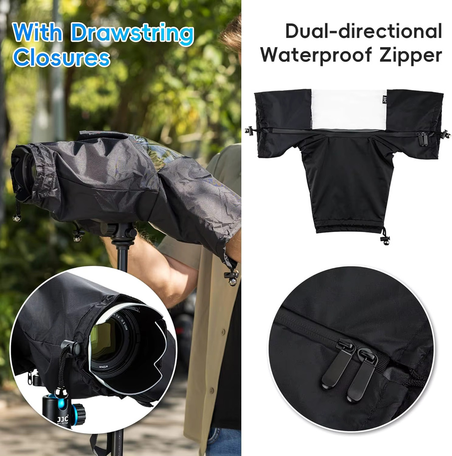 JJC Tragbarer Wasserdichter Kamera Regenschutz für Canon Nikon Sony und Olympus in Schwarz oder Grau - Bild 5