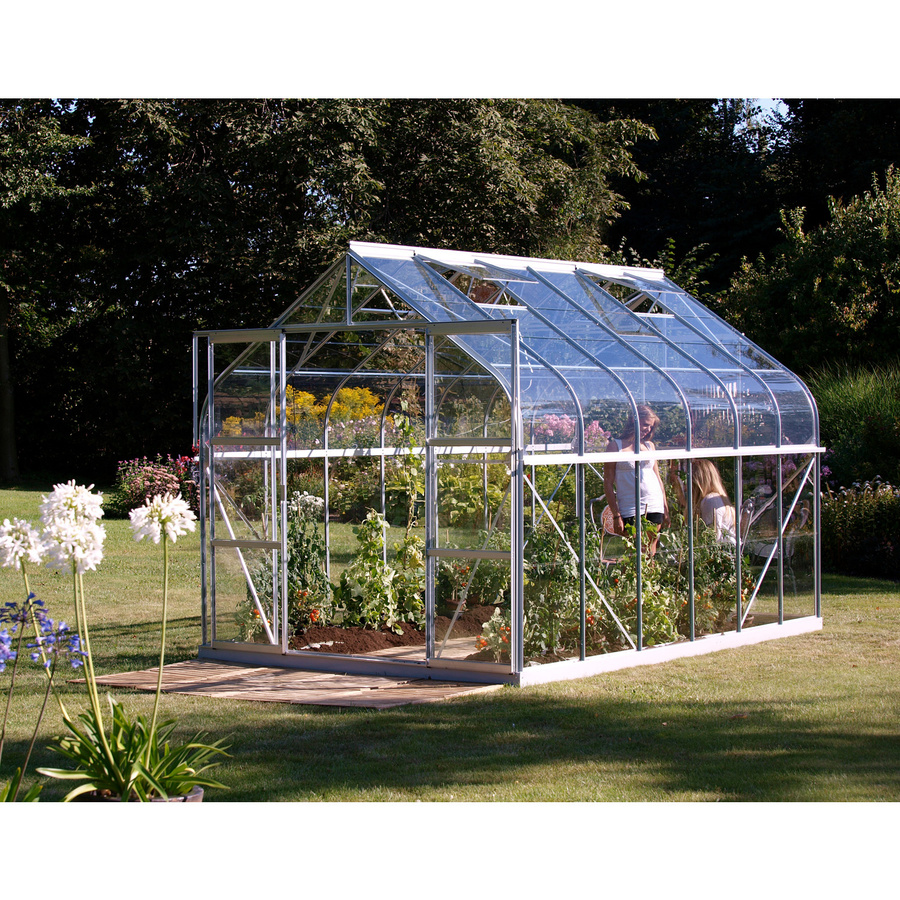 Vitavia Gewächshaus Diana 9900 in Silber mit Aluminiumrahmen, 9,9 m², ESG-Glas, Glockendach und Doppelschiebetür - Bild 3