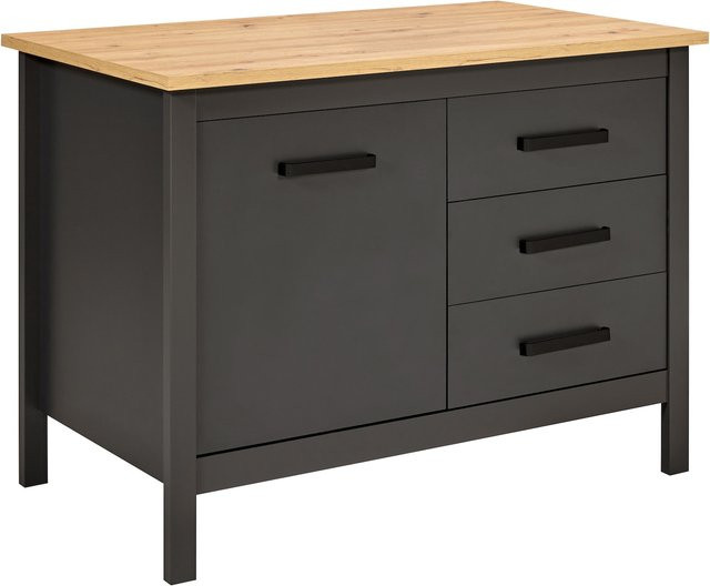 Kücheninsel Carbona von Inter Link mit Stauraum und Sitzplatz, Anthrazit und Artisan Eiche - Bild 1