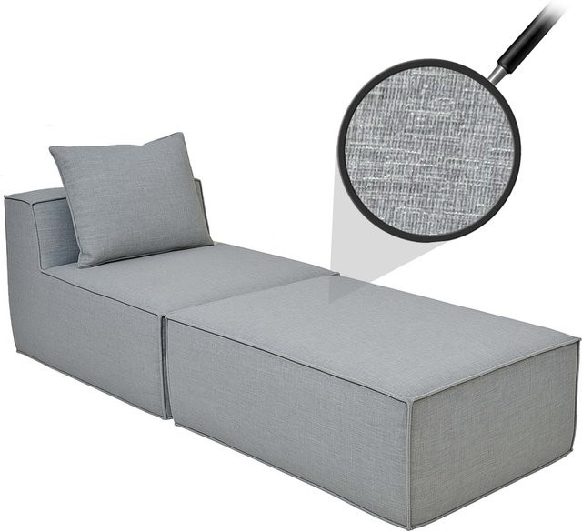 MCW Chaiselongue Ottomane Recamiere für Sofa MCW-O54 aus Stoff in Hellgrau, B/T/H: 63 x 75 x 194 cm - Bild 1