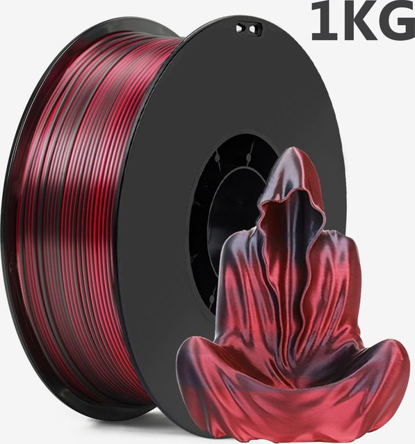 EasyThreed PLA Filament Seide Zweifarbig Schwarz Rot 1,75mm für FDM 3D-Drucker - Bild 1