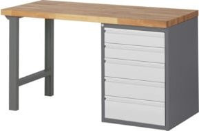STIER Werkbank Premium mit 5 Schubladen aus Stahl und Holz, B/T/H: 150 cm x 70 cm x 89 cm - Bild 1