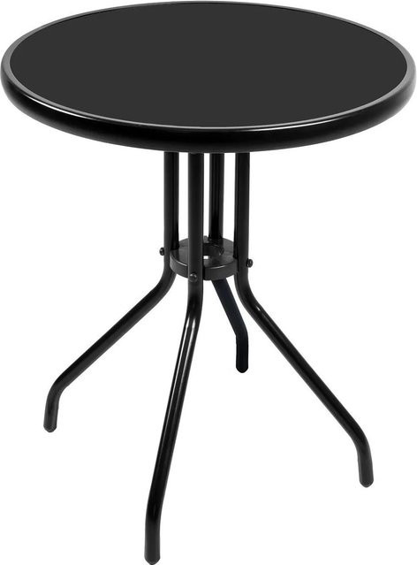 Lex Bistrotisch für Garten, Balkon und Terrasse in Schwarz mit Glasplatte, Durchmesser: 60 cm, Höhe: 70 cm - Bild 1