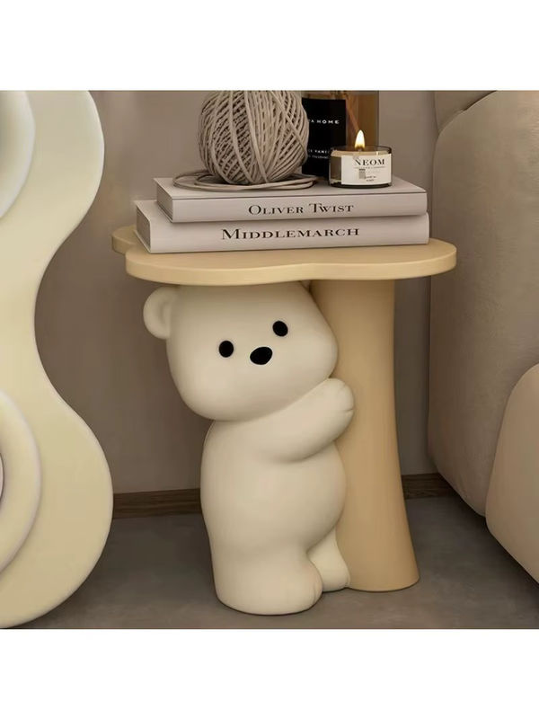 Dekorative Bär-Figur aus Kunstharz in Gelb und Beige für moderne Bodendekoration - Bild 6