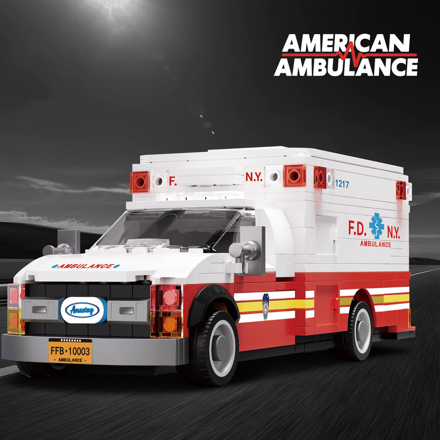 Inhaw Amerikanischer Krankenwagen Bausteine Set, 660 Teile Technisches Notfall-Fahrzeug Modell aus Kunststoff in Weiß - Bild 4