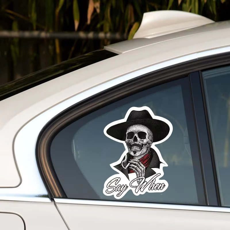 Wasserdichter Schädel Aufkleber als selbstklebendes Etikett für Auto und Kühlschrank - Bild 3