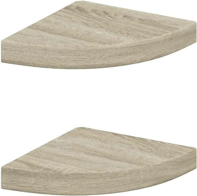 vidaXL Eck-Schweberegale 2er-Set in Eichen-Optik, Wandmontage, B/T/H: 25 x 25 x 3,8 cm - Bild 1