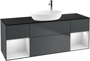 V&B Waschtischunterschrank Finion mit Wandbeleuchtung, Schwarz lackiert, Breite: 160 cm, Höhe: 50,1 cm - Bild 1
