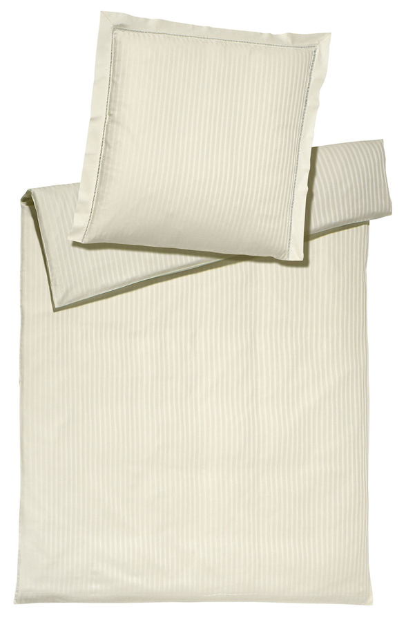 White House 2280 Mako-Satin Bettwäsche Set aus Baumwolle mit Bettbezug und Kissenbezug, Weiß/Beige, B/H: 200 x 220 cm und 80 x 80 cm - Bild 1