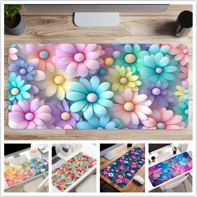 Kawaii Mauspad mit buntem Blumenmuster für Büro und Gaming in Multicolour - Bild 1