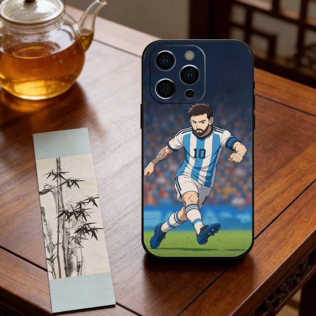 Lionel Messi Handyhülle aus weichem Silikon für iPhone 11 bis iPhone 17 Pro Max, Multicolor - Bild 1