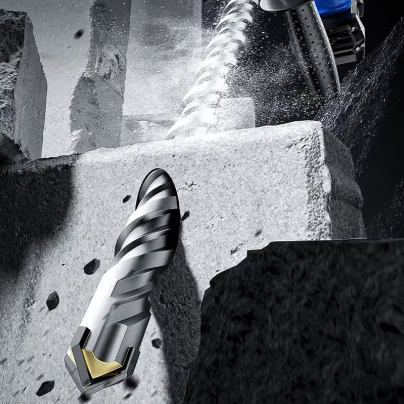 JUSTINLAU Elektrischer Hammerbohrer SDS Plus mit Kreuztyp aus Wolframstahllegierung für Mauerwerk, Beton und Stein, Farbe: Silber, Durchmesser: 11 mm - Bild 3