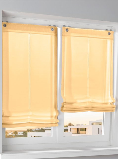 Raffrollo Heine Home Gelb Semi-Transparent aus 100% Polyester ohne Bohren und Schrauben - Bild 1