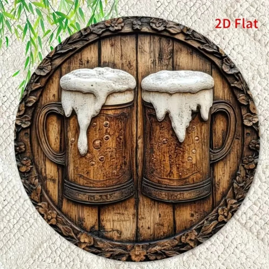 CIFBUY Metall-Bier-Wandposter Rund in Braun im Vintage-Stil für Bar und Kneipe - Bild 1