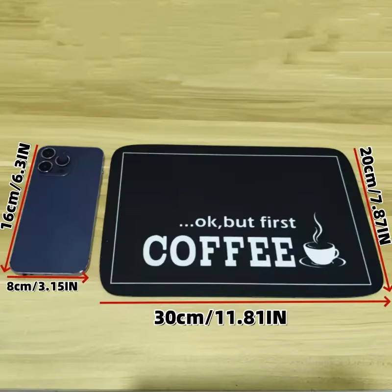 VIKAMA American Minimalist Kaffeemaschinen Unterlage, absorbierendes und schnell trocknendes Abflusspad für die Küchenarbeitsplatte, Schwarz, Breite: 30,0 cm, Tiefe: 30,0 cm - Bild 2