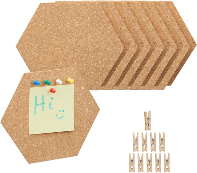 Relaxdays Korkpinnwand Set 14er Set in Natur Braun, B/H/T: 17,5 x 20 x 0,5 cm - Bild 1