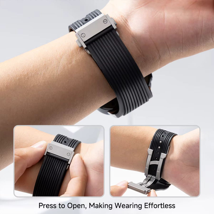 FancyWrist Uhrenarmband Silikon, Schwarz, Unisex, Samsung Galaxy Watch Ultra 47 mm - Bild 6