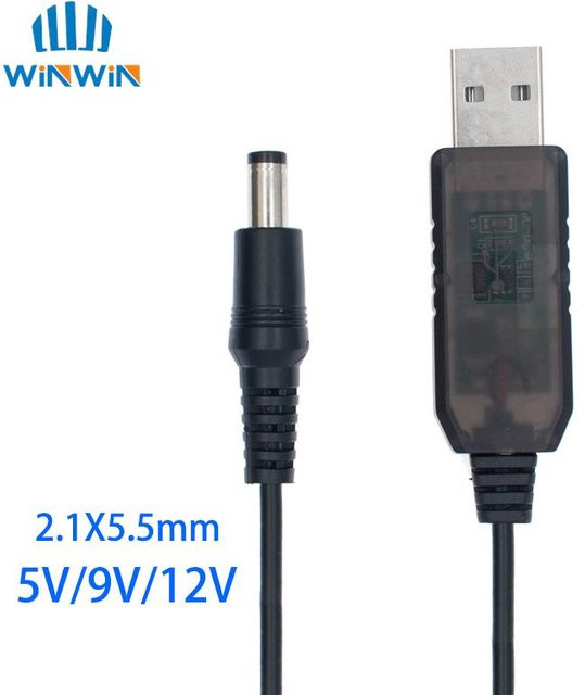 Bolantedz USB Power Boost Line Step Up Modul USB-C zu DC 5V auf 9V/12V Konverter Adapter Kabel mit 2,1x5,5mm Stecker in Schwarz für Arduino und WIFI - Bild 1