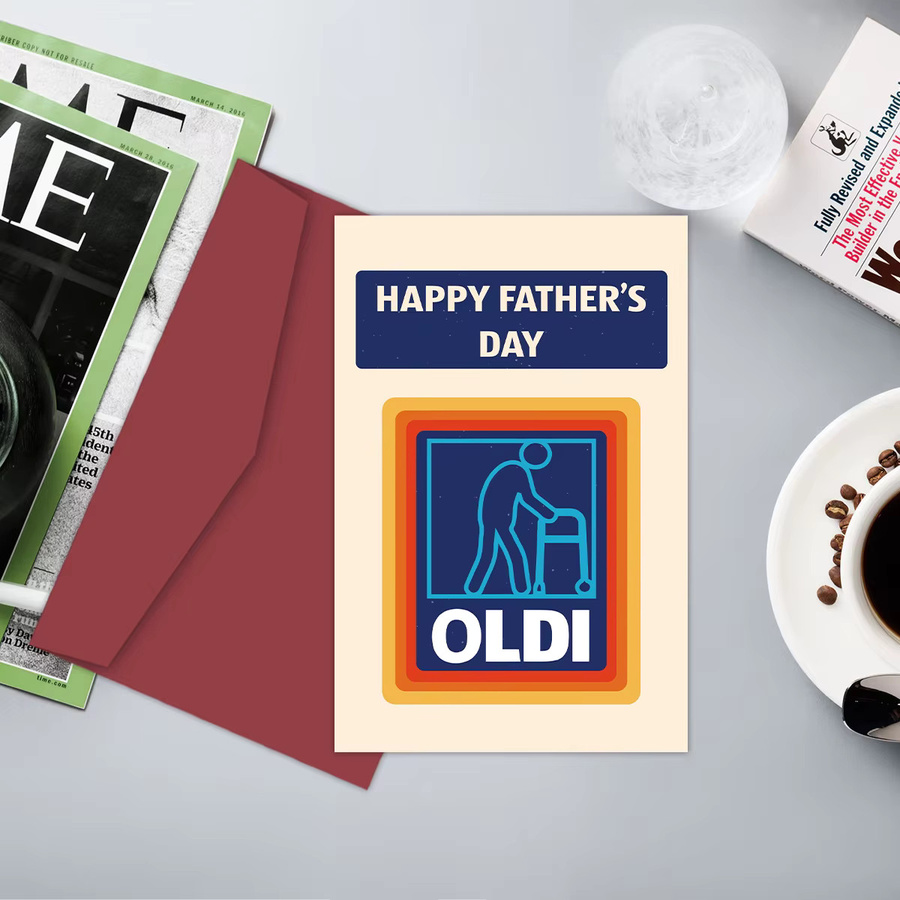 Lustige Vatertagskarte mit Umschlag für Papa, bunte Grußkarte zum Vatertag von der Tochter - Bild 3