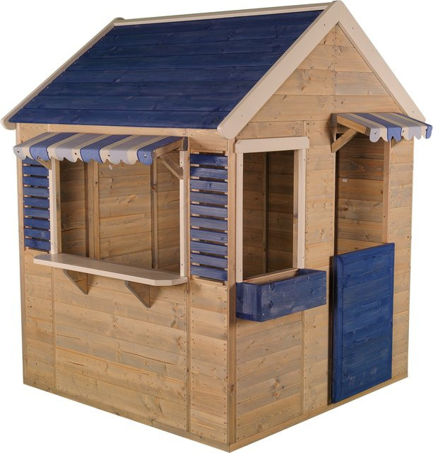 Wendi Toys Kinderspielhaus Delfin aus Holz mit Kaufladen-Fenster und Markisen, Blau/Natur - Bild 8