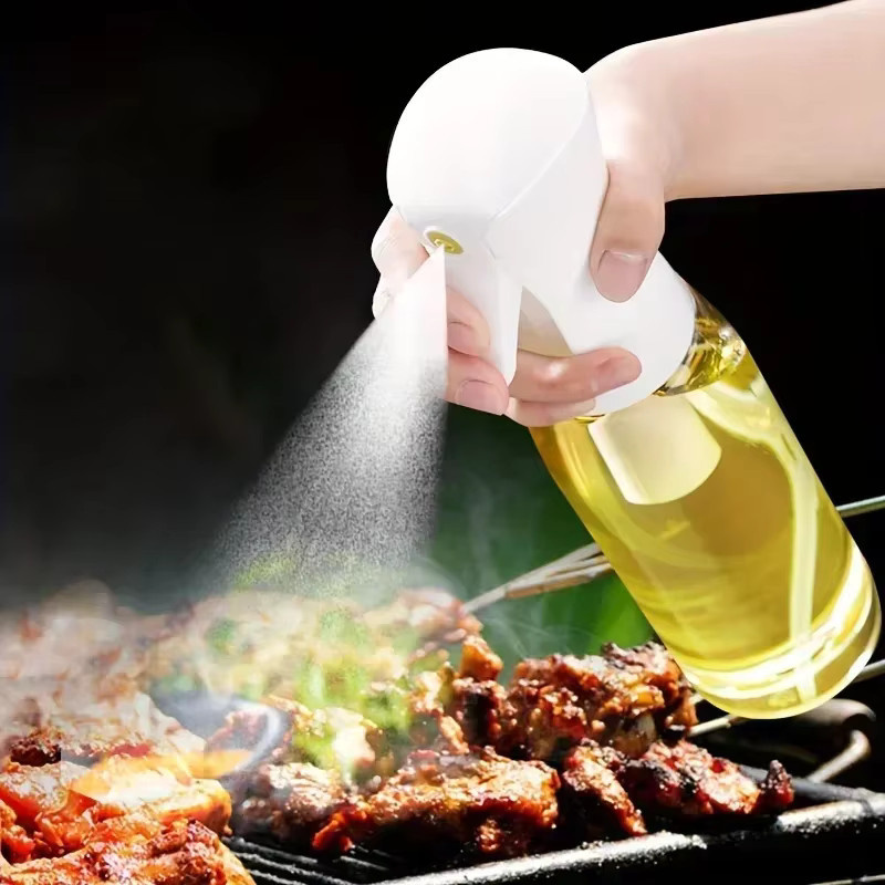 DUTRIEUX Ölsprüher aus Glas in Weiß für den Haushalt als Küchen-Ölzerstäuber mit Hochdruck-Dauerspray zum Backen, Grillen und Braten - Bild 2