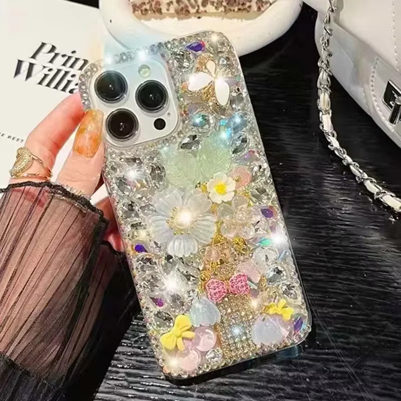Sunjolly Strass Handyhülle mit Diamant-Design für iPhone 16 15 14 13 12 11 Pro Max in Grün Multicolour - Bild 3