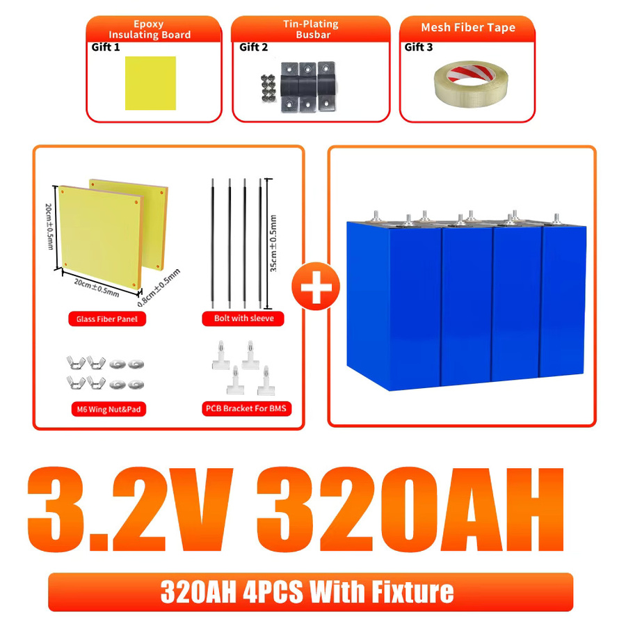Fullfutura LiFePO4 Lithium-Eisenphosphat Batterie DIY-Kit in Blau mit Kompressionsgerät für 12V 24V 48V Systeme - Bild 4