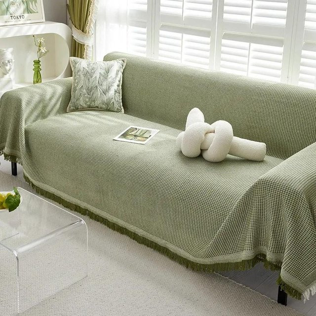 INS Universal Sofa-Bezug aus Stoff in Cremefarben, vollflächige Abdeckung für Sofa und Kissen, 90 x 90 cm - Bild 1