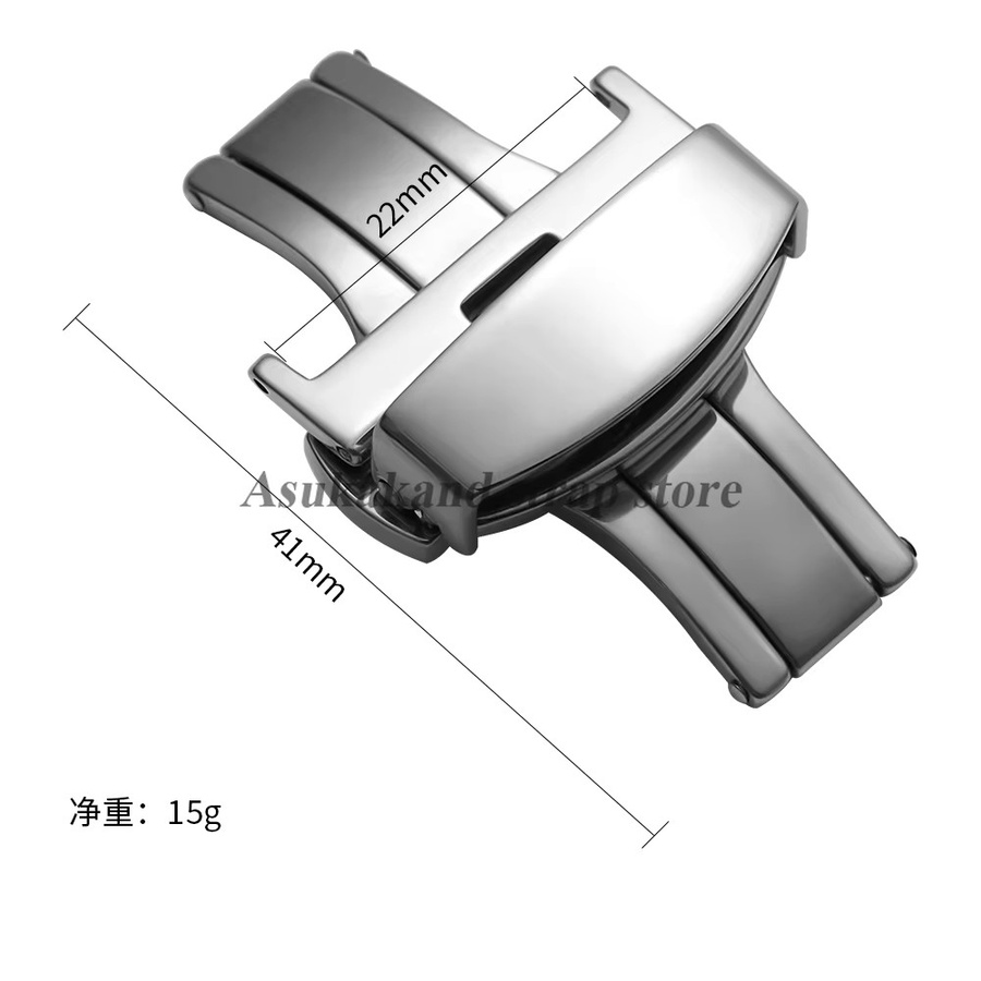 asukaband Uhrenarmband-Verschluss Schmetterlingsverschluss, Edelstahl, Silber, Unisex - Bild 3