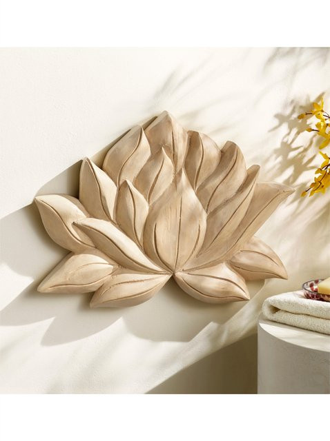 Heine Home Wanddeko Floral in Beige aus Keramik und Holz im Antique-Stil, Höhe: 43,0 cm, Breite: 33,0 cm, Tiefe: 4,5 cm - Bild 1