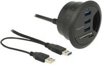 Delock In-Desk Hub mit 3 Port USB 3.0 und 2 Slot SD Card Reader, Schwarz - Bild 1