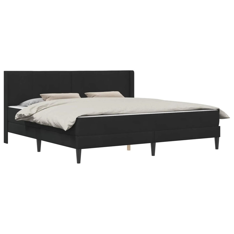 vidaXL Bettgestell mit Matratze und Kopfteil aus Samt in Schwarz, B/T/H: 180 x 200 x 184 cm - Bild 2