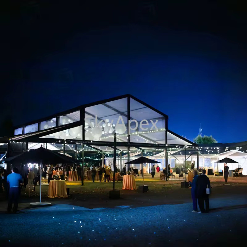 Transparentes Festzelt mit schwarzem Aluminiumrahmen und klarer PVC-Abdeckung für Hochzeiten und Partys, geeignet für 500 Personen - Bild 4