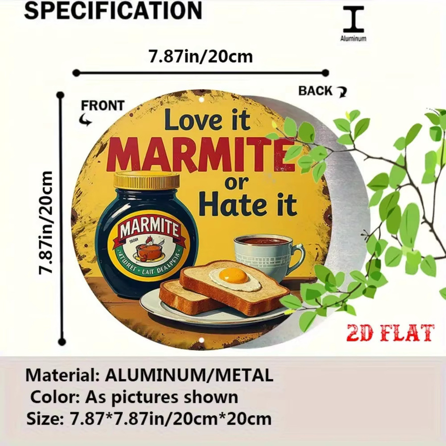 CIFBUY Vintage Marmite Metall-Wandschild Rund Retro Britische Pub-Dekoration Durchmesser: 20 cm - Bild 5