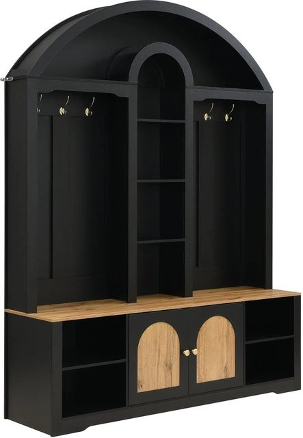 okwish Garderobenschrank mit Schuhregal und Haken in Schwarz, B/T/H: 150 x 40 x 195 cm - Bild 1
