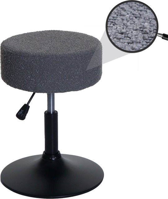 MCW Hocker C22 höhenverstellbar und drehbar aus Bouclé Stoff in Dunkelgrau, Durchmesser: 37 cm - Bild 3