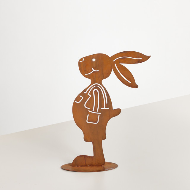 Osterdeko Metall Silhouette Hase Junge von BLUME2000 in Braun Rost Matt, Höhe: 18,0 cm, Breite: 38,0 cm, Tiefe: 7,0 cm - Bild 1
