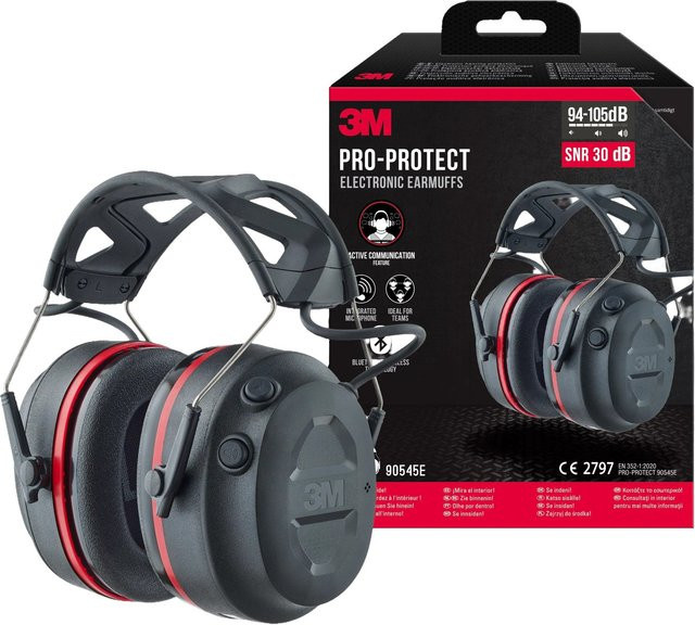 3M Pro Protect Bluetooth Kapselgehörschutz, Schwarz-Rot, SNR 30 dB - Bild 1